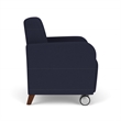 Siena Reception Oversize Guest Chair / Casters / Walnut Wood Legs / Navy Blue