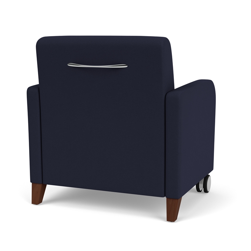 Siena Reception Oversize Guest Chair / Casters / Walnut Wood Legs / Navy Blue