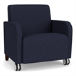 Siena Reception Oversize Guest Chair / Casters / Walnut Wood Legs / Navy Blue