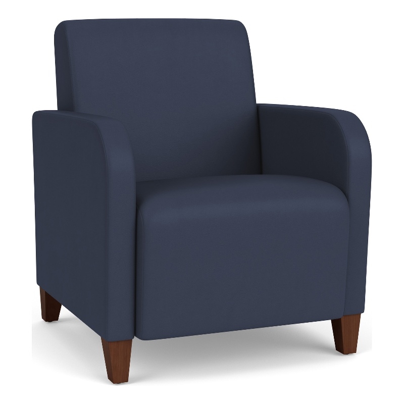 Siena Lounge Lobby Reception Waiting Guest Chair / Walnut Wood Legs / Blue