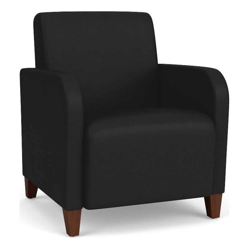 Siena Lounge Lobby Reception Waiting Guest Chair / Walnut Wood Legs / Black