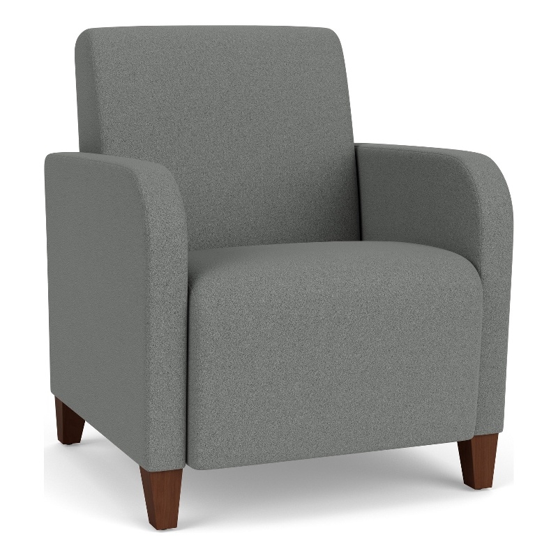 Siena Lounge Lobby Reception Waiting Guest Chair / Walnut Wood Legs / Light Gray