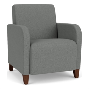 Siena Lounge Lobby Reception Waiting Guest Chair / Walnut Wood Legs / Light Gray