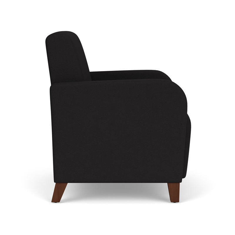 Siena Lounge Lobby Reception Waiting Guest Chair / Walnut Wood Legs / Black