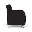 Siena Reception Oversize Guest Chair / Casters / Brushed Steel Legs / Black