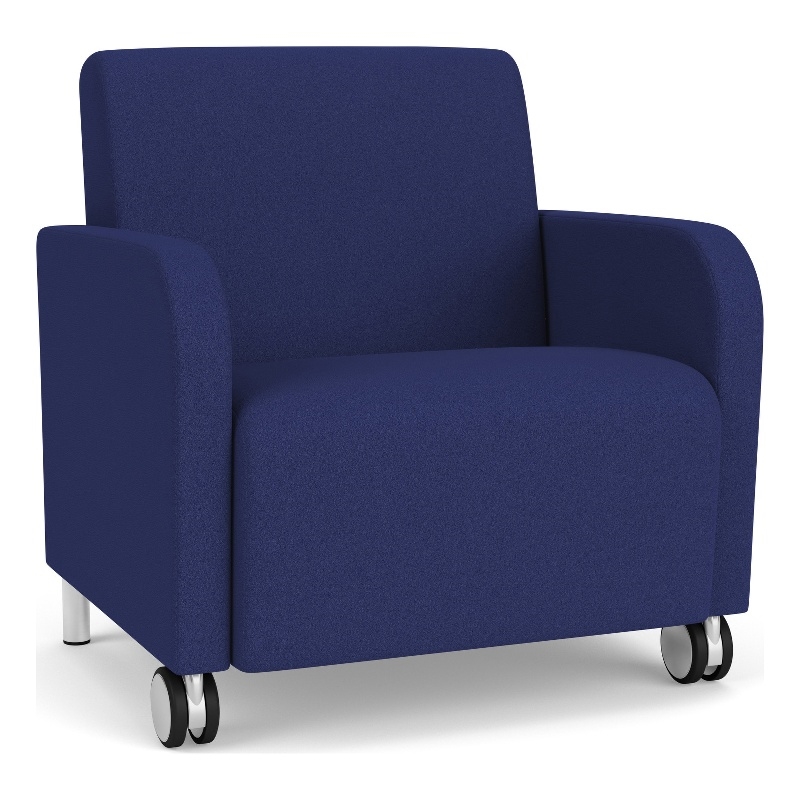 Siena Reception Oversize Guest Chair / Casters / Brushed Steel Legs / Blue