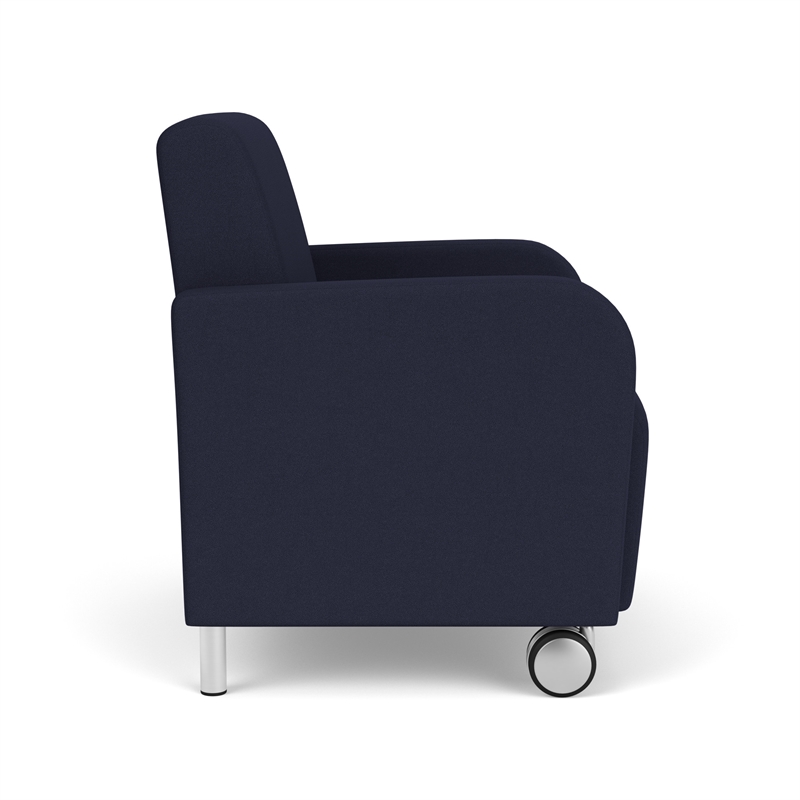 Siena Reception Oversize Guest Chair / Casters / Brushed Steel Legs / Navy Blue
