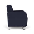 Siena Reception Oversize Guest Chair / Casters / Brushed Steel Legs / Navy Blue
