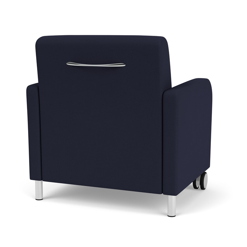 Siena Reception Oversize Guest Chair / Casters / Brushed Steel Legs / Navy Blue