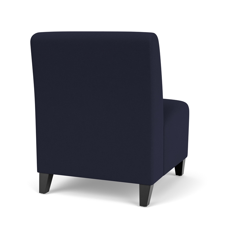 Siena Reception Armless Oversize Guest Chair / Black Steel Legs / Navy Blue