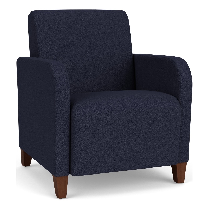 Siena Lounge Lobby Reception Waiting Guest Chair / Walnut Wood Legs / Navy Blue