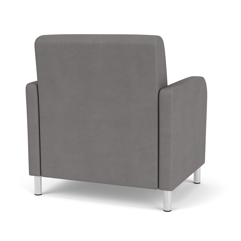Siena Lounge Reception Oversize Guest Chair / Brushed Steel Legs / Light Gray