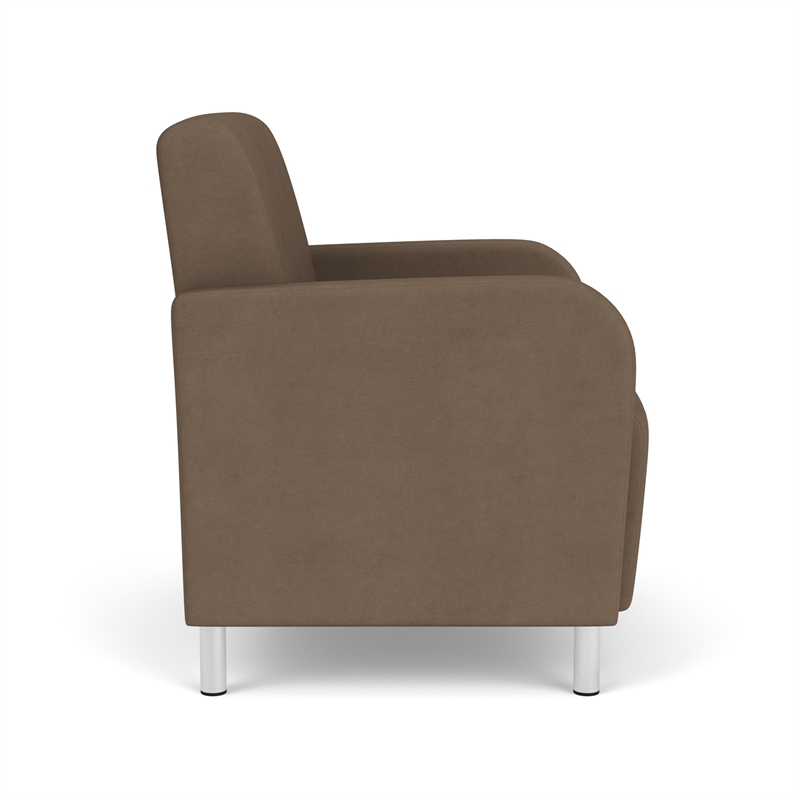 Siena Lounge Reception Waiting Oversize Guest Chair / Brushed Steel Legs / Brown