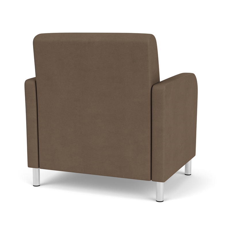 Siena Lounge Reception Waiting Oversize Guest Chair / Brushed Steel Legs / Brown