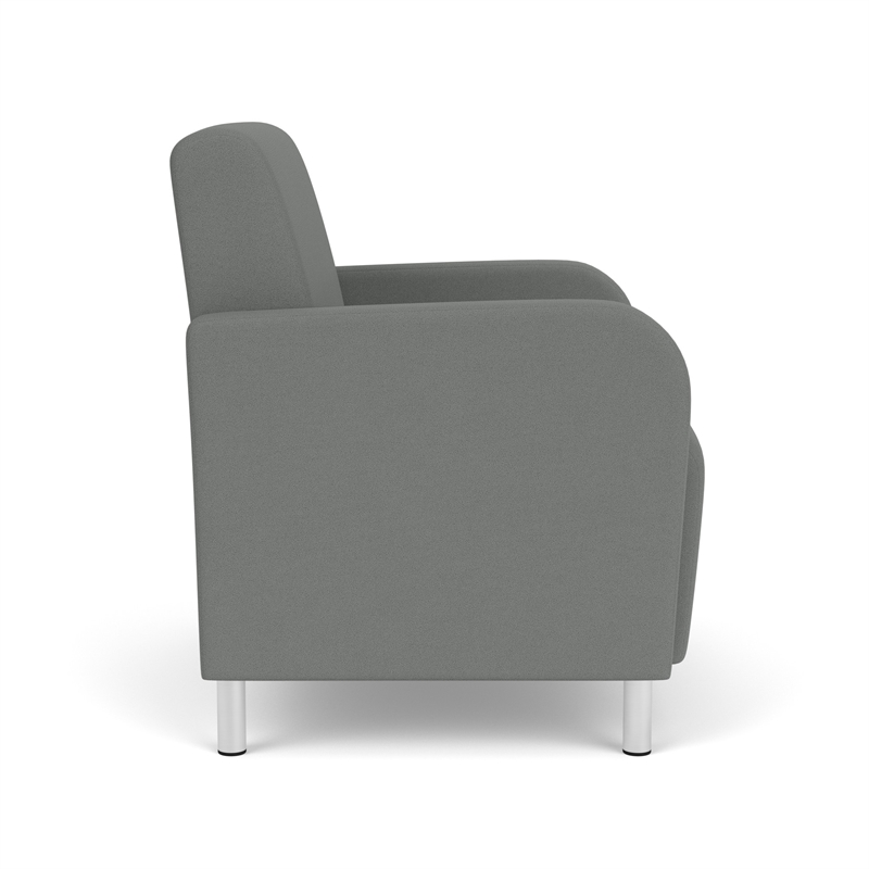 Siena Lounge Reception Oversize Guest Chair / Brushed Steel Legs / Light Gray