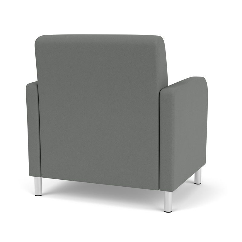 Siena Lounge Reception Oversize Guest Chair / Brushed Steel Legs / Light Gray