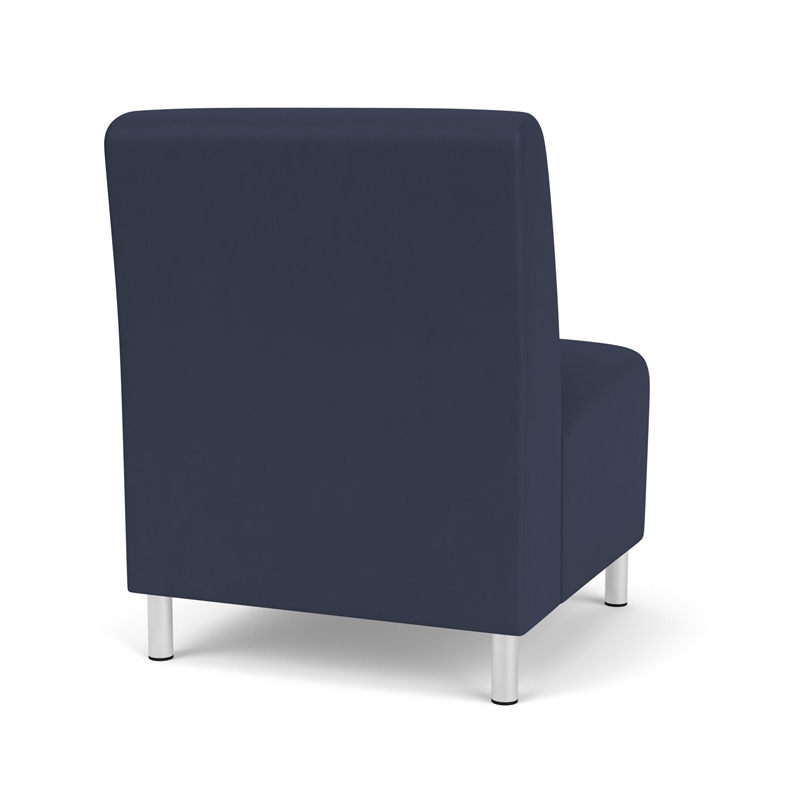 Siena Lounge Reception Armless Oversize Guest Chair / Brushed Steel Legs / Blue