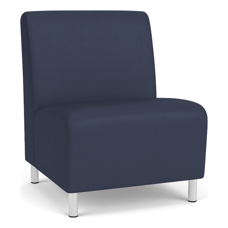Siena Lounge Reception Armless Oversize Guest Chair / Brushed Steel Legs / Blue