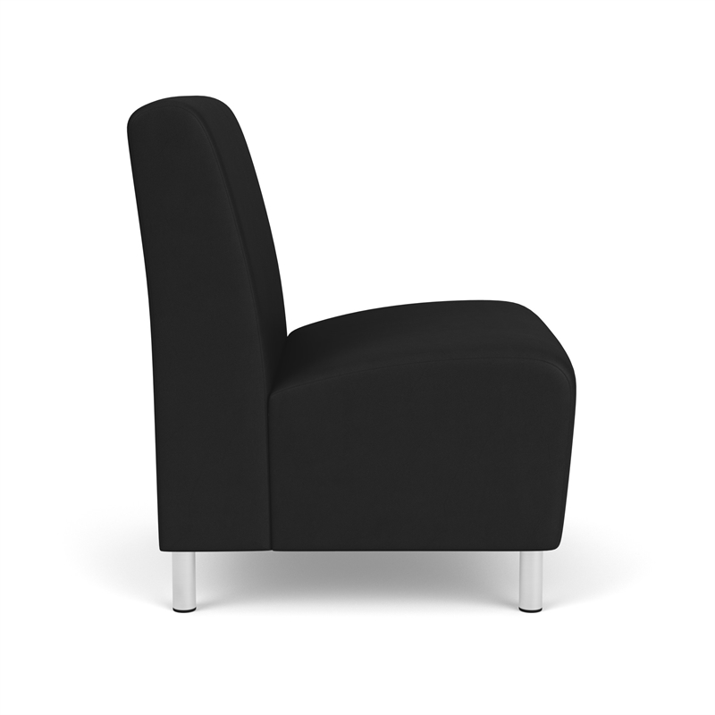 Siena Lounge Reception Armless Oversize Guest Chair / Brushed Steel Legs / Black