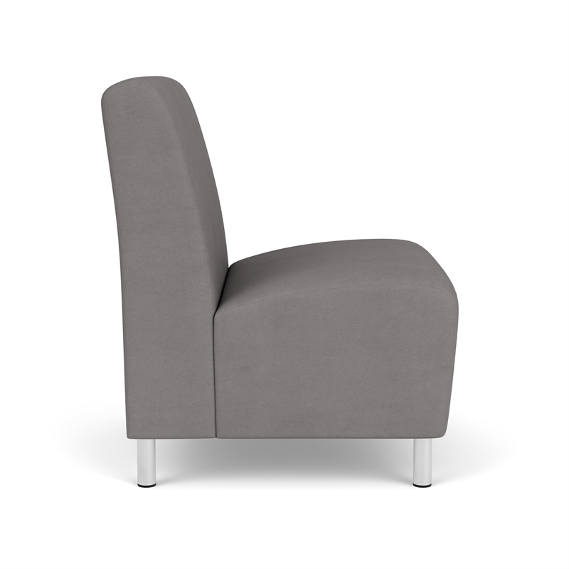 Siena Reception Armless Oversize Guest Chair / Brushed Steel Legs / Light Gray