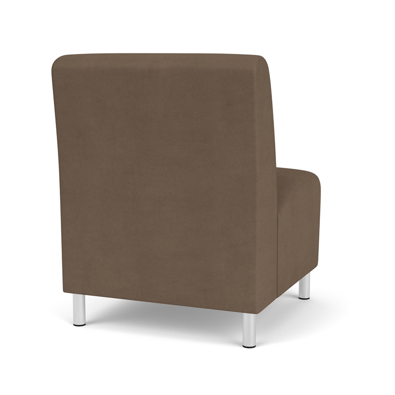 Siena Lounge Reception Armless Oversize Guest Chair / Brushed Steel Legs / Brown