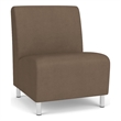 Siena Lounge Reception Armless Oversize Guest Chair / Brushed Steel Legs / Brown