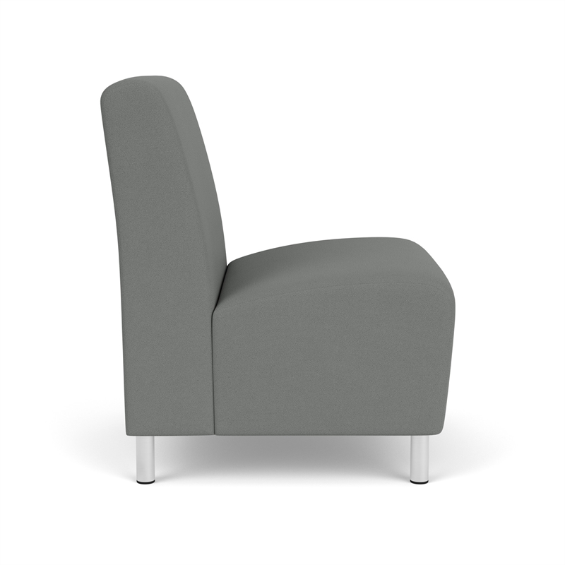 Siena Reception Armless Oversize Guest Chair / Brushed Steel Legs / Light Gray