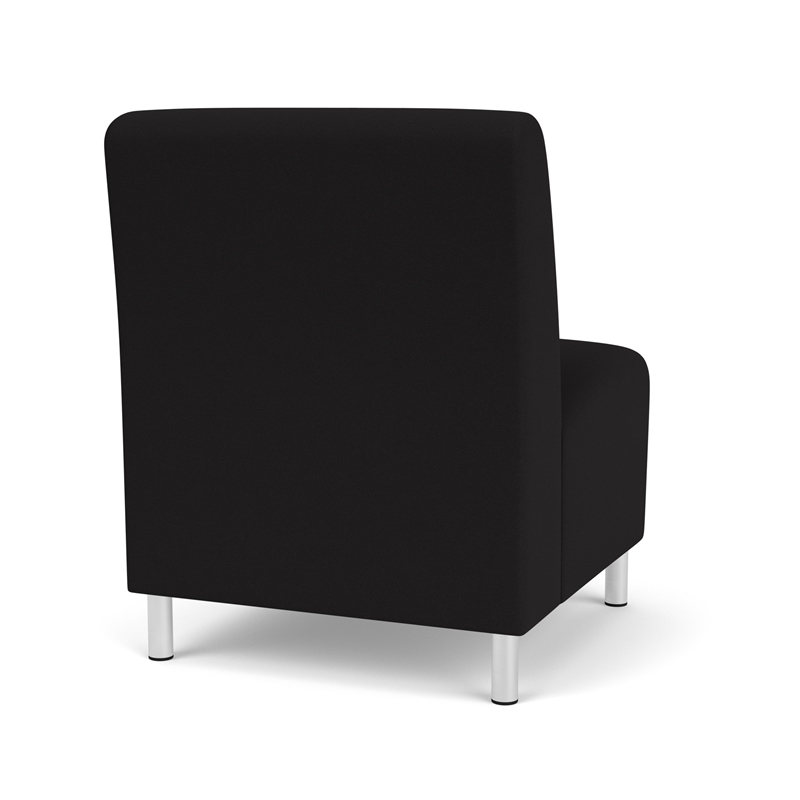 Siena Lounge Reception Armless Oversize Guest Chair / Brushed Steel Legs / Black