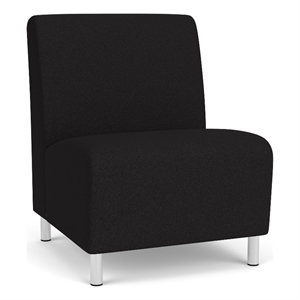 Siena Lounge Reception Armless Oversize Guest Chair / Brushed Steel Legs / Black