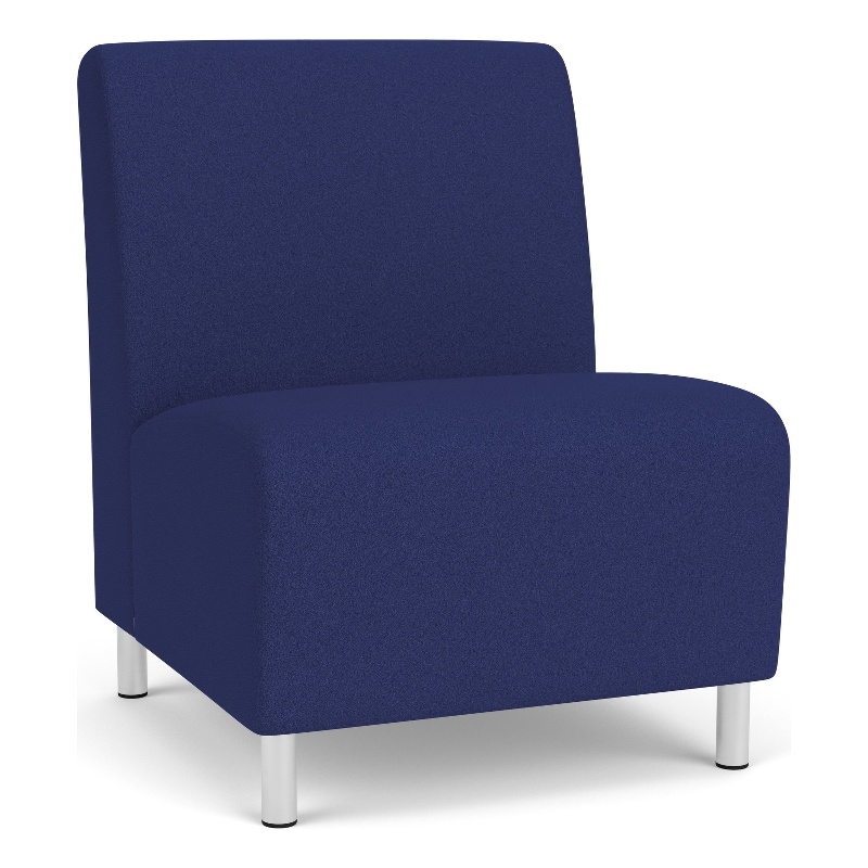 Siena Lounge Reception Armless Oversize Guest Chair / Brushed Steel Legs / Blue