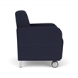 Siena Lounge Reception Guest Chair / Casters / Brushed Steel Legs / Navy Blue