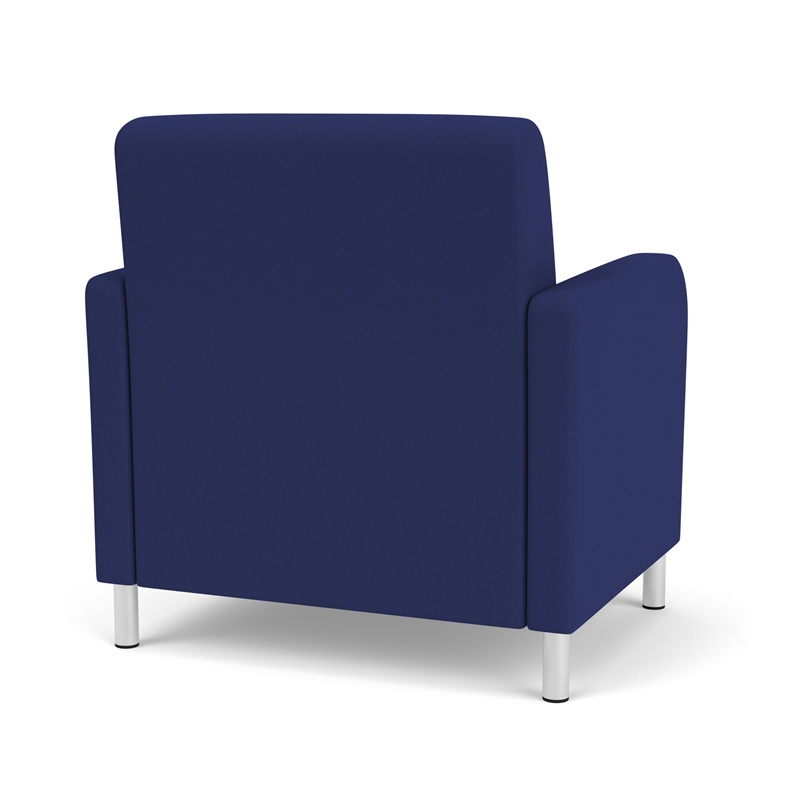 Siena Lounge Reception Waiting Oversize Guest Chair / Brushed Steel Legs / Blue