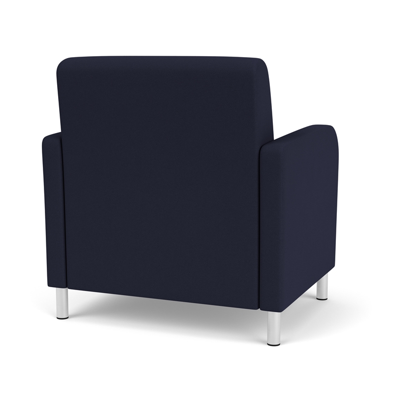 Siena Lounge Reception Oversize Guest Chair / Brushed Steel Legs / Navy Blue