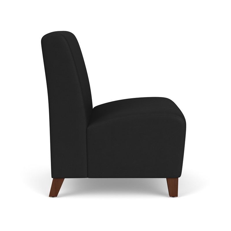 Siena Lounge Reception Armless Oversize Guest Chair / Walnut Wood Legs / Black