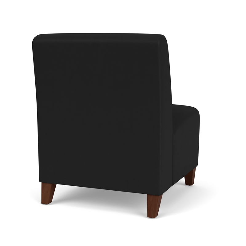 Siena Lounge Reception Armless Oversize Guest Chair / Walnut Wood Legs / Black