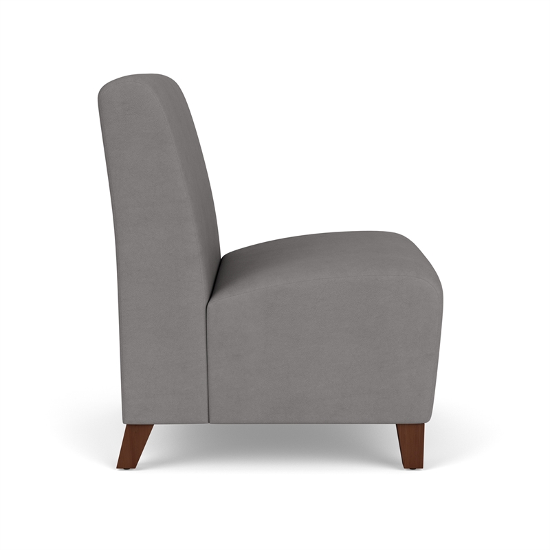 Siena Reception Armless Oversize Guest Chair / Walnut Wood Legs / Light Gray