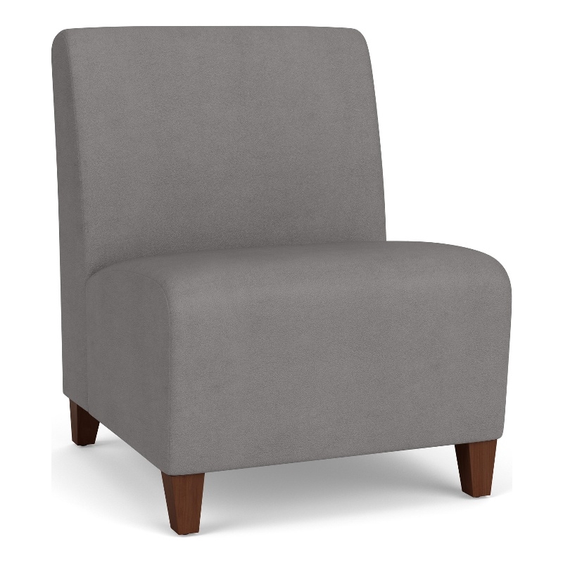 Siena Reception Armless Oversize Guest Chair / Walnut Wood Legs / Light Gray