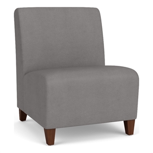 Siena Reception Armless Oversize Guest Chair / Walnut Wood Legs / Light Gray