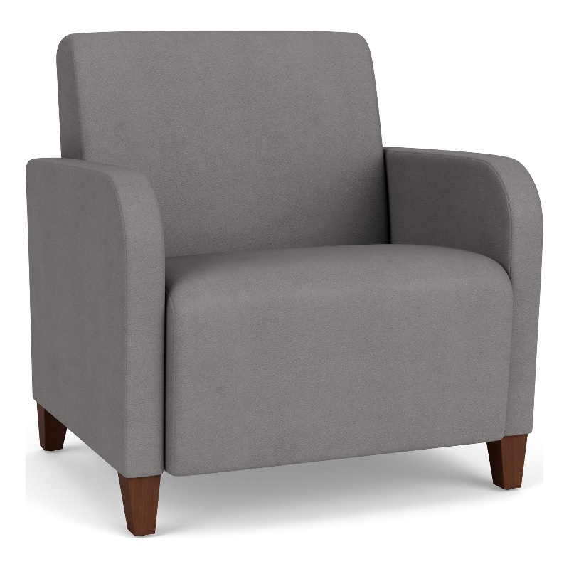 Siena Lounge Reception Oversize Guest Chair / Walnut Wood Legs / Light Gray