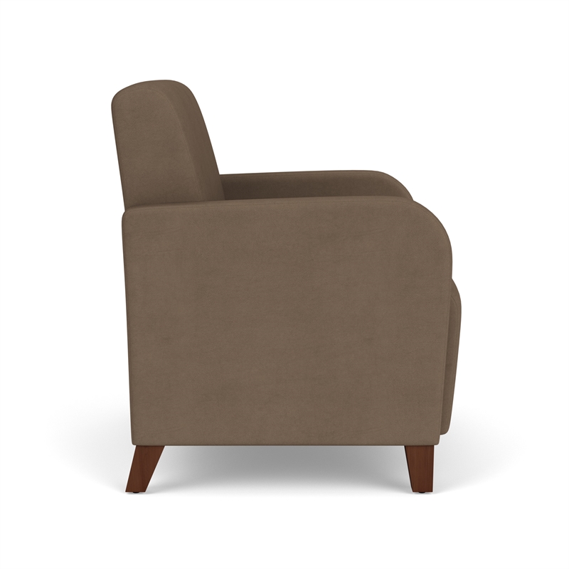 Siena Lounge Reception Waiting Oversize Guest Chair / Walnut Wood Legs / Brown