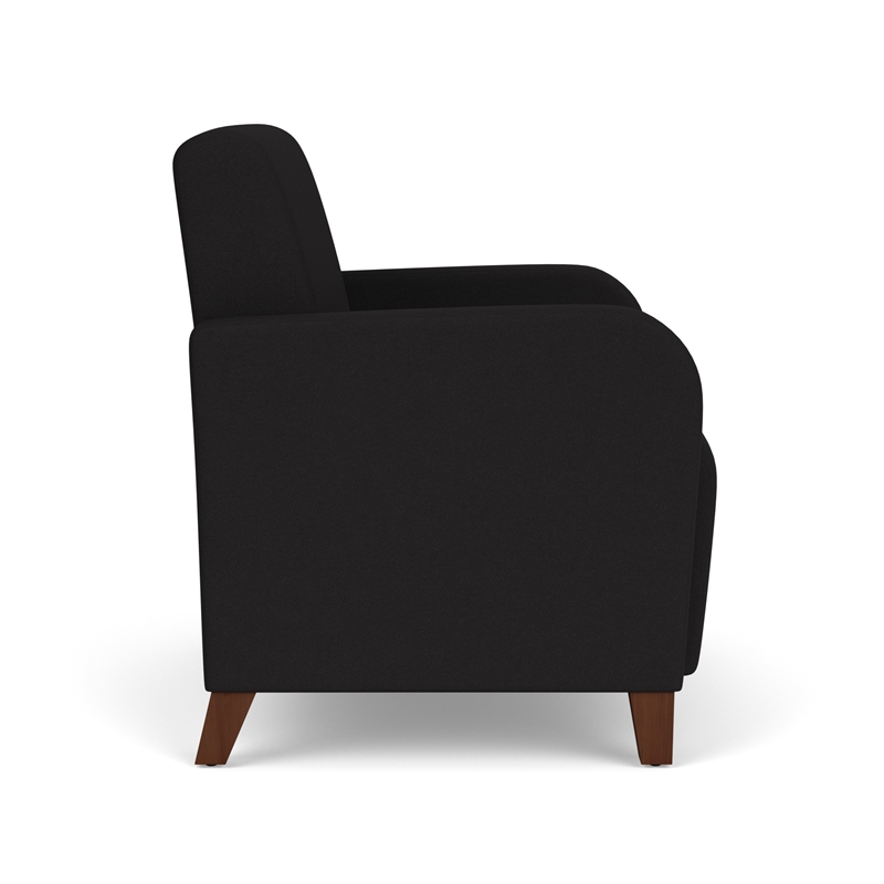 Siena Lounge Reception Waiting Oversize Guest Chair / Walnut Wood Legs / Black