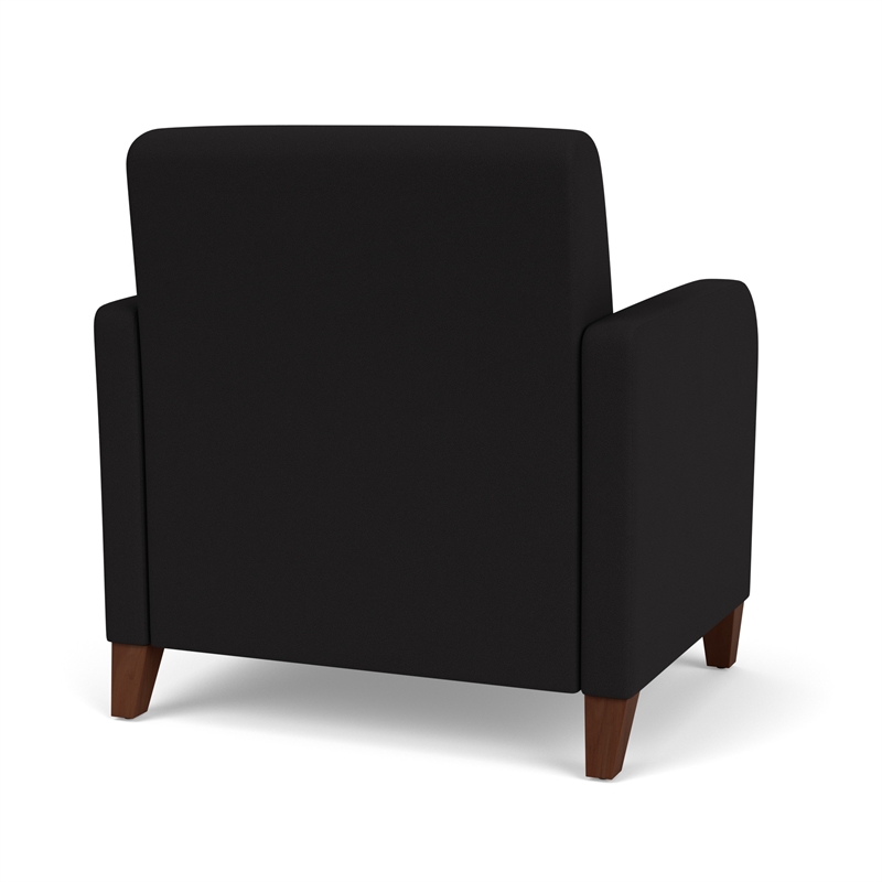 Siena Lounge Reception Waiting Oversize Guest Chair / Walnut Wood Legs / Black