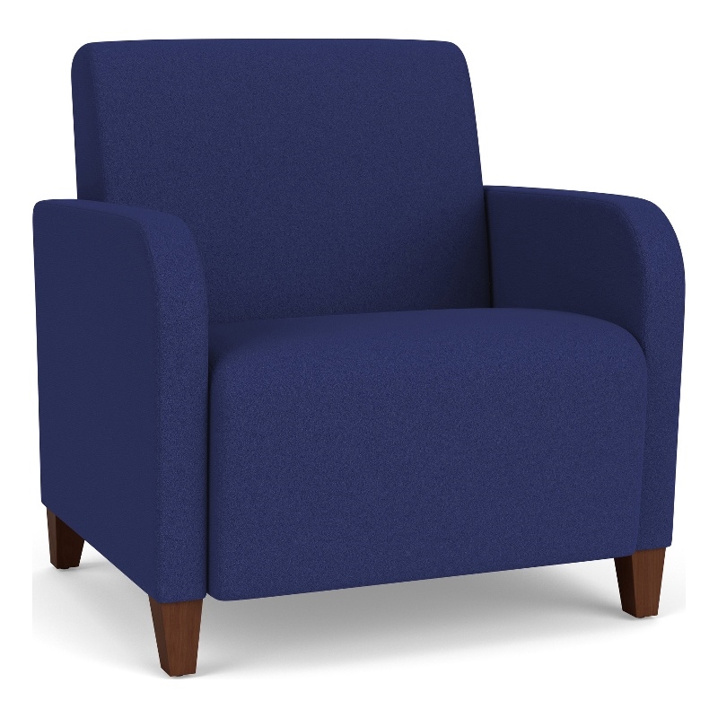 Siena Lounge Reception Waiting Oversize Guest Chair / Walnut Wood Legs / Blue
