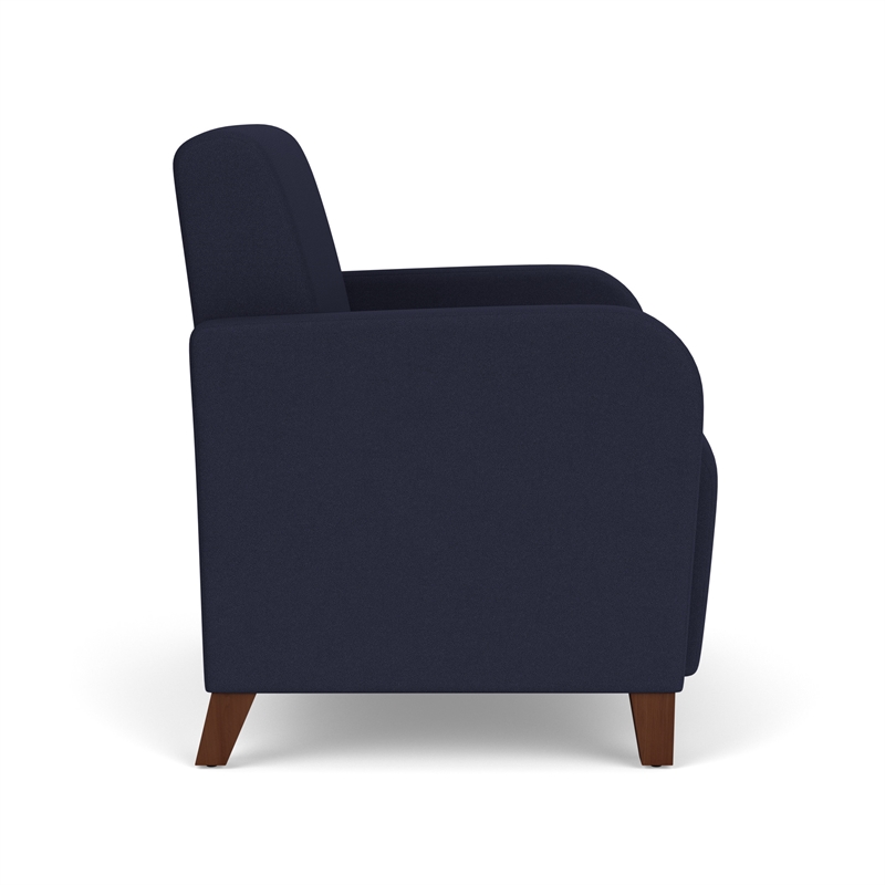 Siena Lounge Reception Oversize Guest Chair / Walnut Wood Legs / Navy Blue