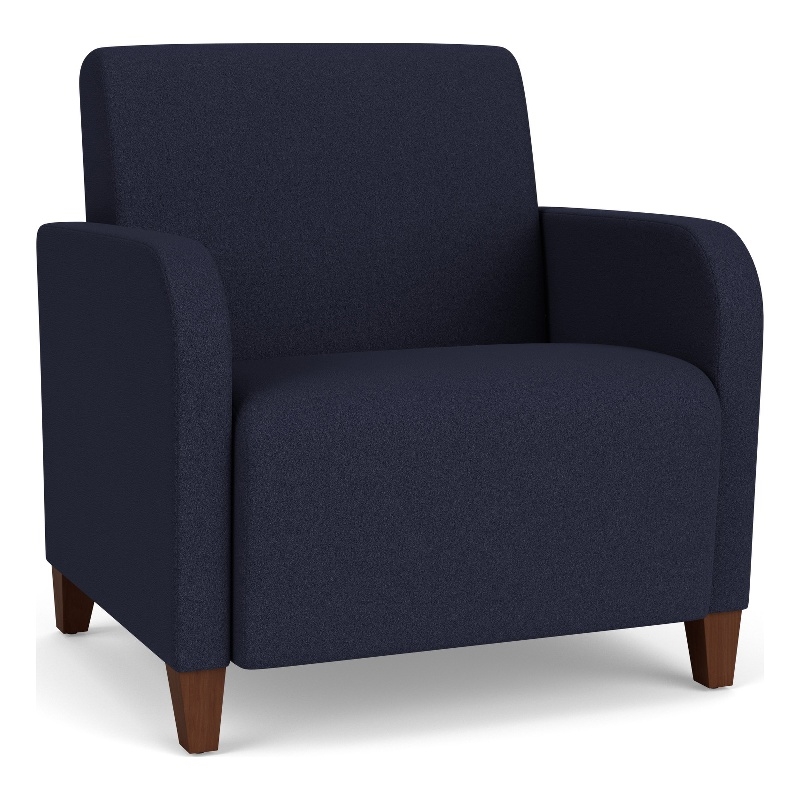 Siena Lounge Reception Oversize Guest Chair / Walnut Wood Legs / Navy Blue