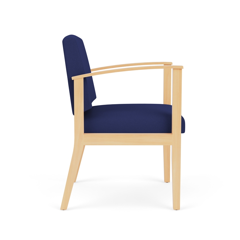 Amherst Wood Reception Waiting Room Healthcare Guest Chair / Natural Wood / Blue