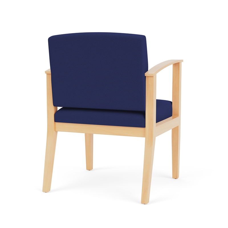 Amherst Wood Reception Waiting Room Healthcare Guest Chair / Natural Wood / Blue