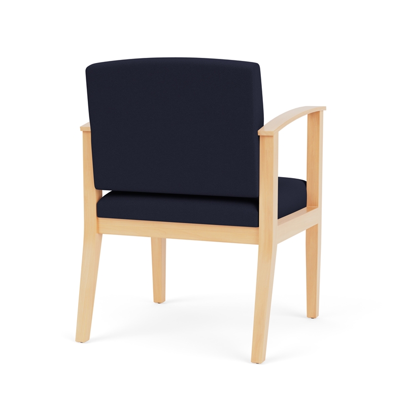 Amherst Wood Reception Waiting Room Guest Chair / Natural Wood / Navy Blue