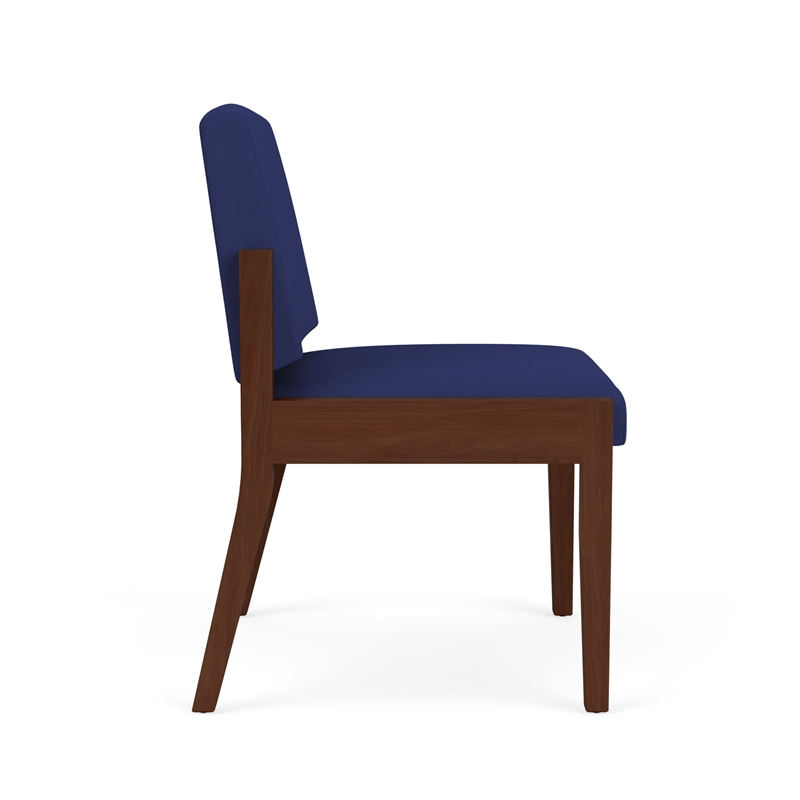 Amherst Wood Reception Waiting Armless Guest Chair / Walnut Wood / Blue