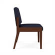 Amherst Wood Reception Waiting Armless Guest Chair / Walnut Wood / Navy Blue